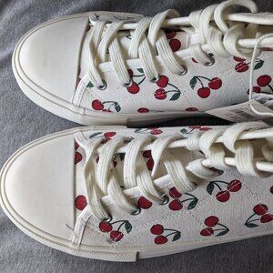 AE American Eagle Cherry Print high top canvas shoes